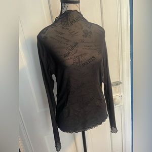 Top Chic - Black Sheer Long Sleeve Top for Women in Women’s Size 2X
